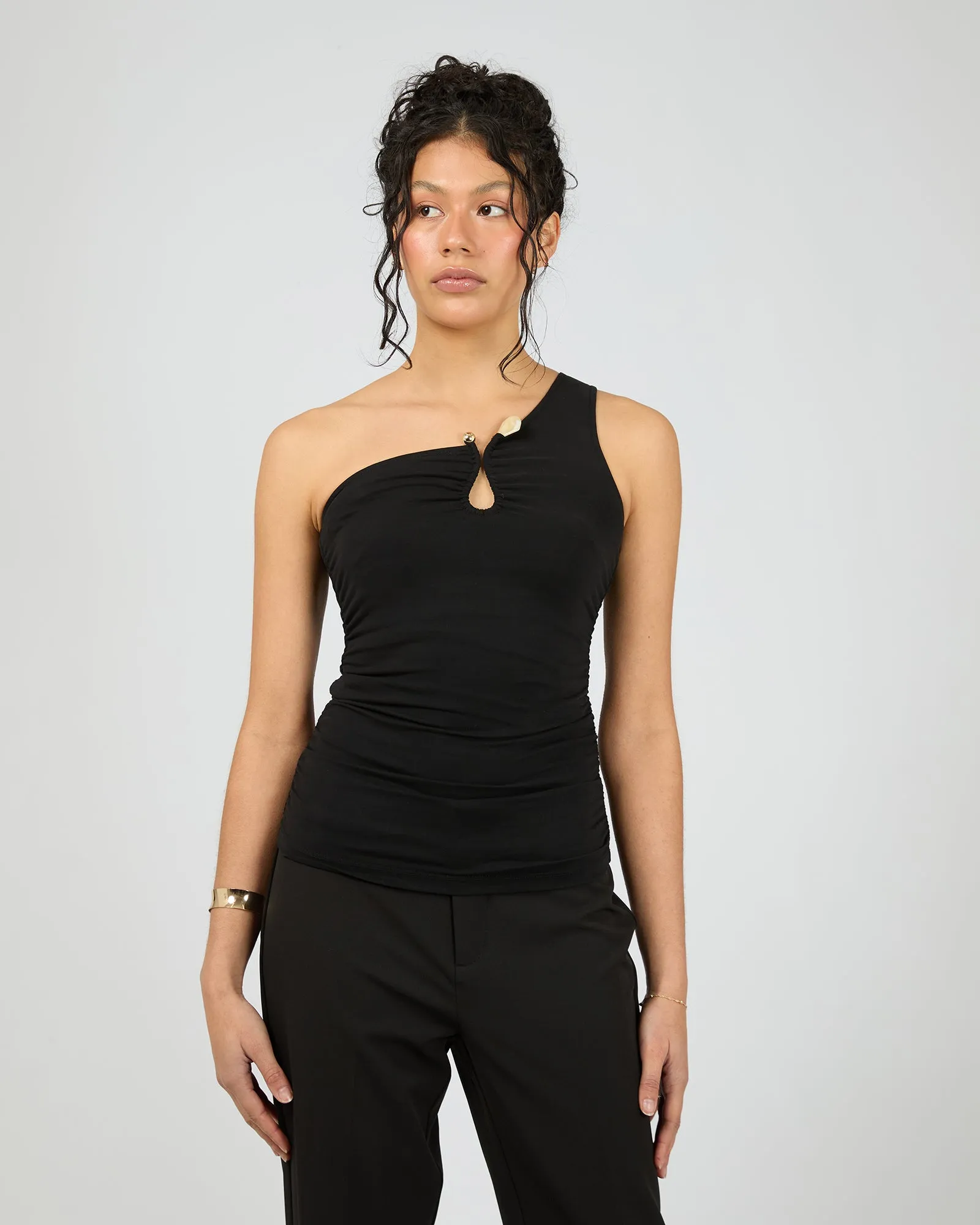Julia One Shoulder Top Black sold by edge clothing