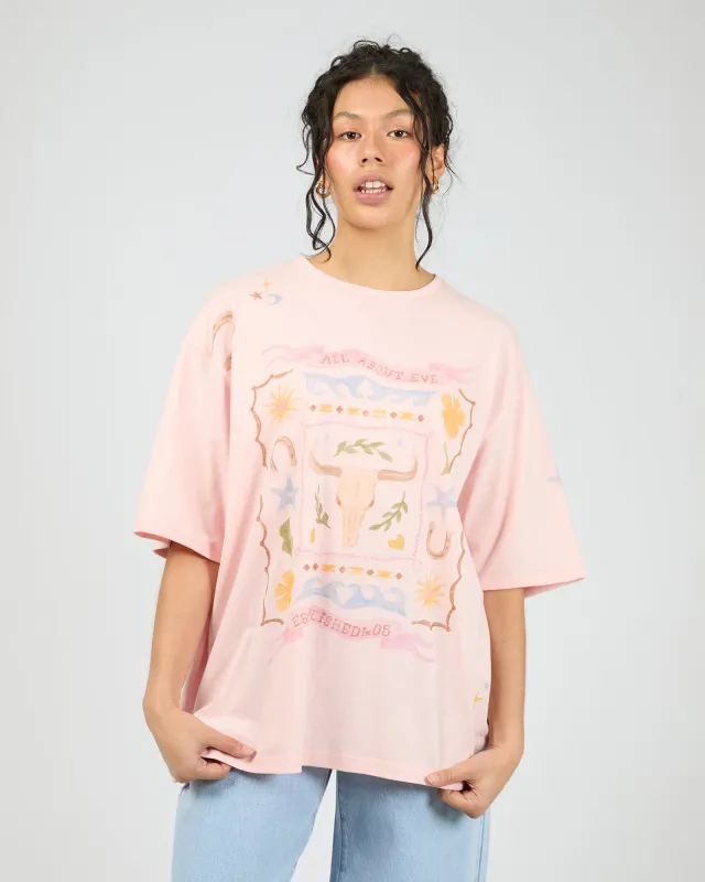 Aloha Howdy Oversized Tee Pale Pink sold by edge clothing