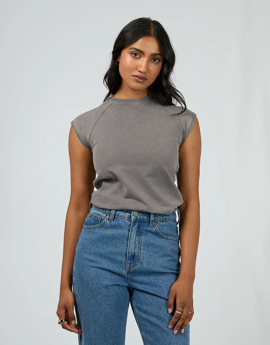 Washed Raglan Tee Charcoal sold by edge clothing