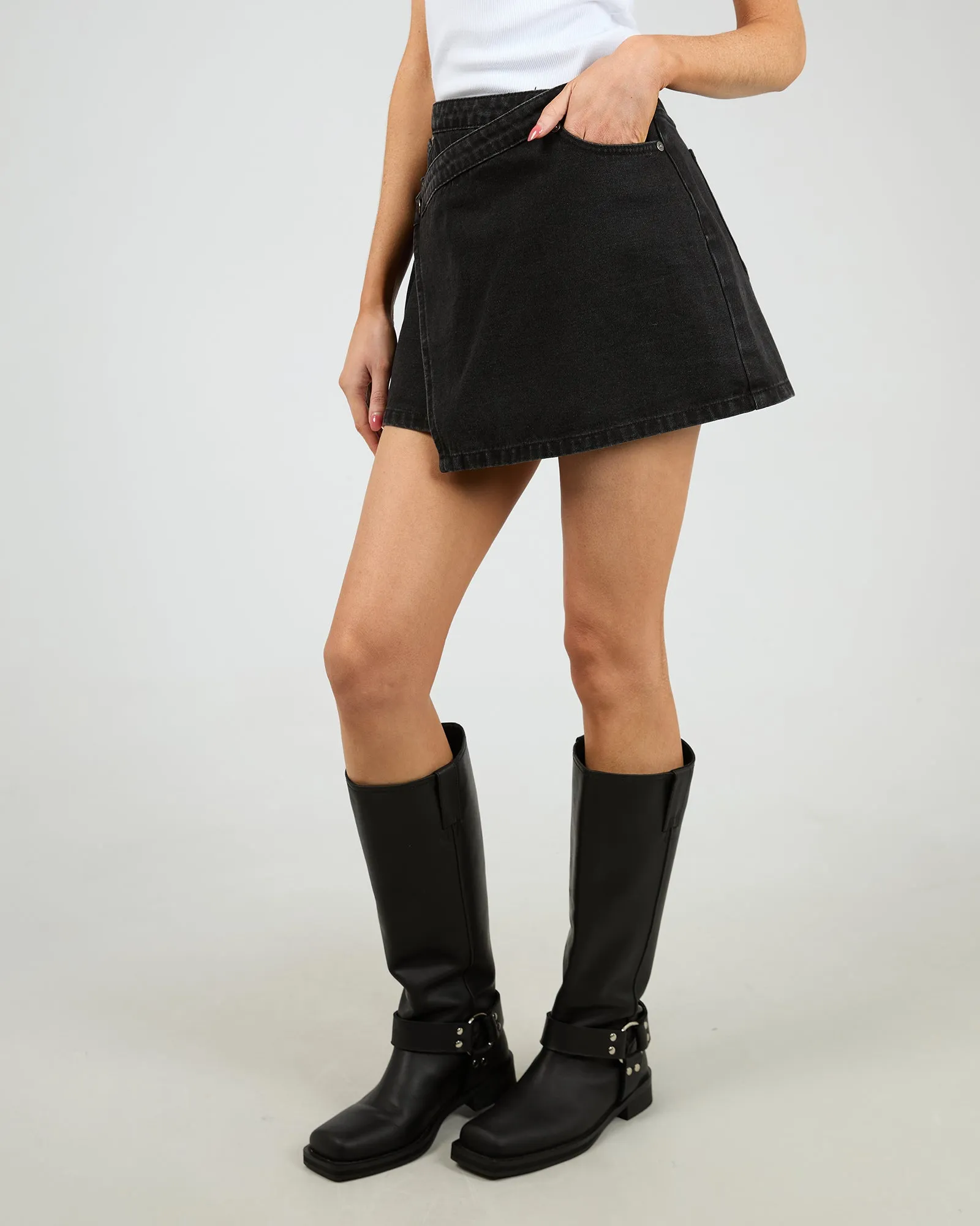 Lenni Mini Skort Washed Black sold by edge clothing product image thumbnail 5