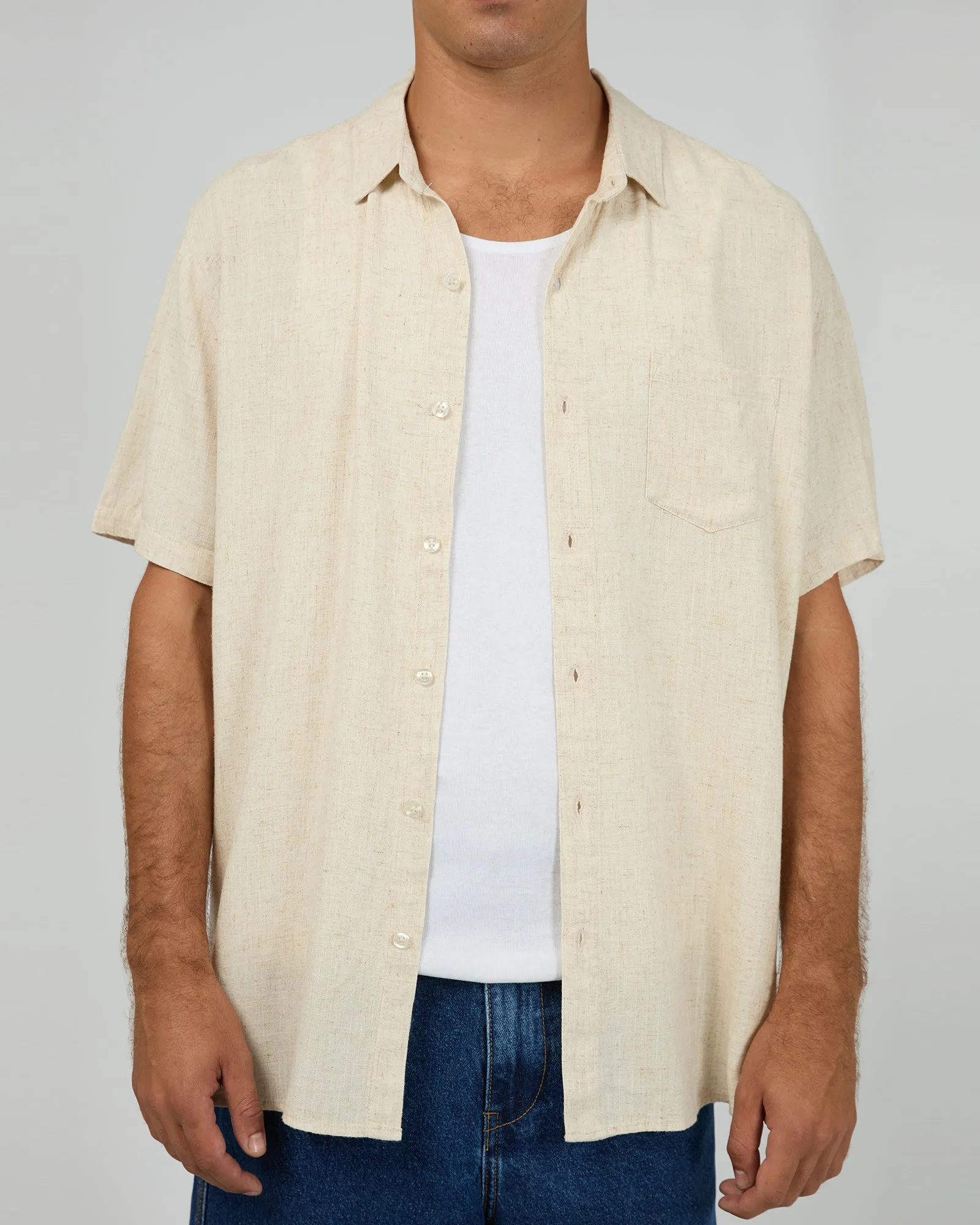 Textured Linen Shirt Natural sold by edge clothing product image thumbnail 5