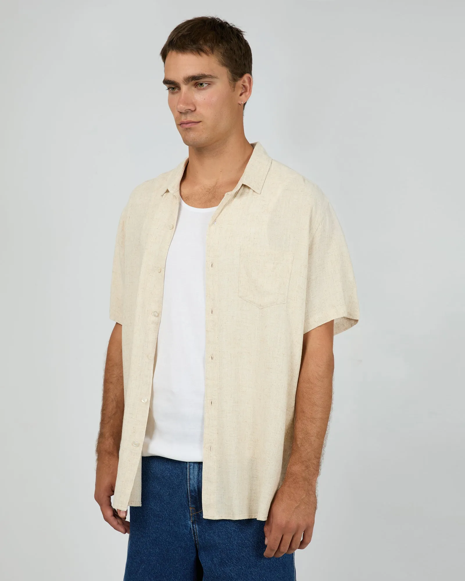 Textured Linen Shirt Natural sold by edge clothing product image thumbnail 4