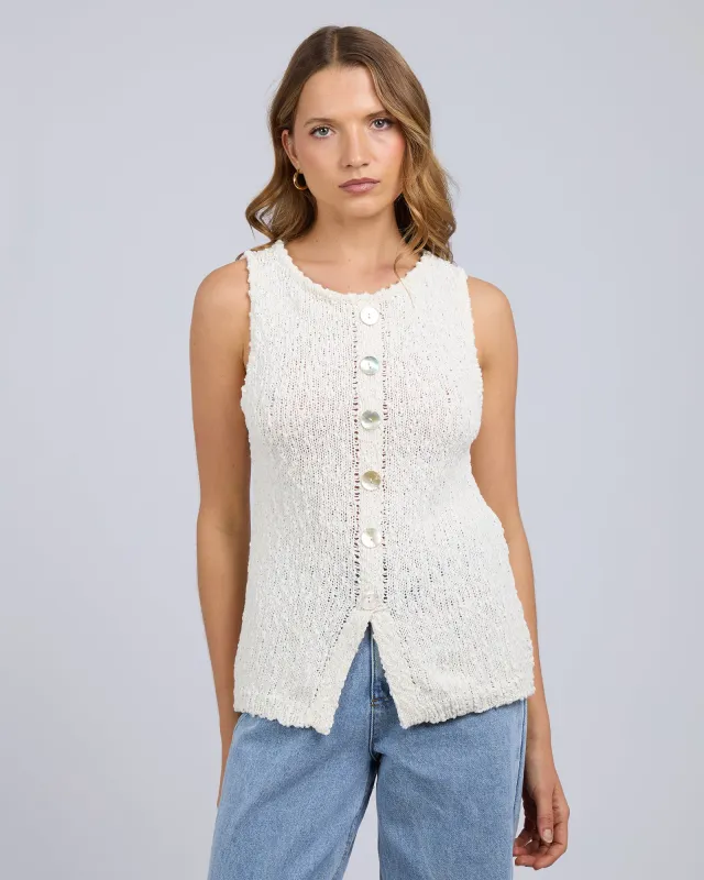 Belle Knit Vest White made by edge clothing