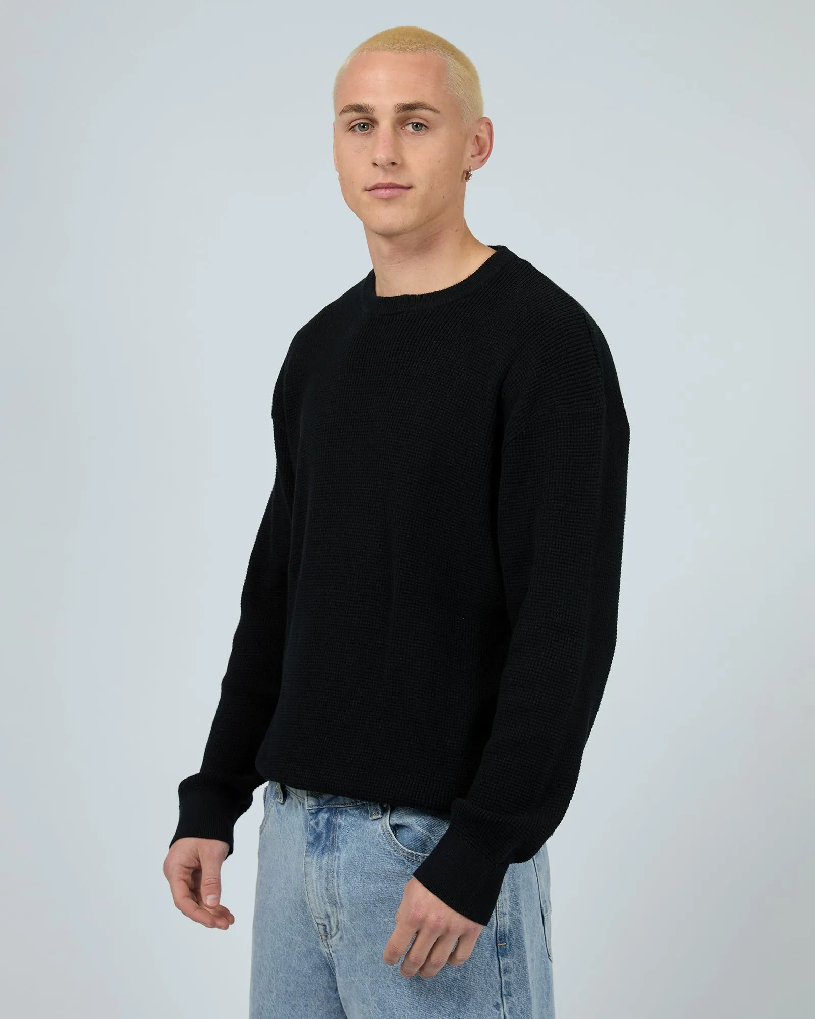 Waffle Knit Black sold by edge clothing