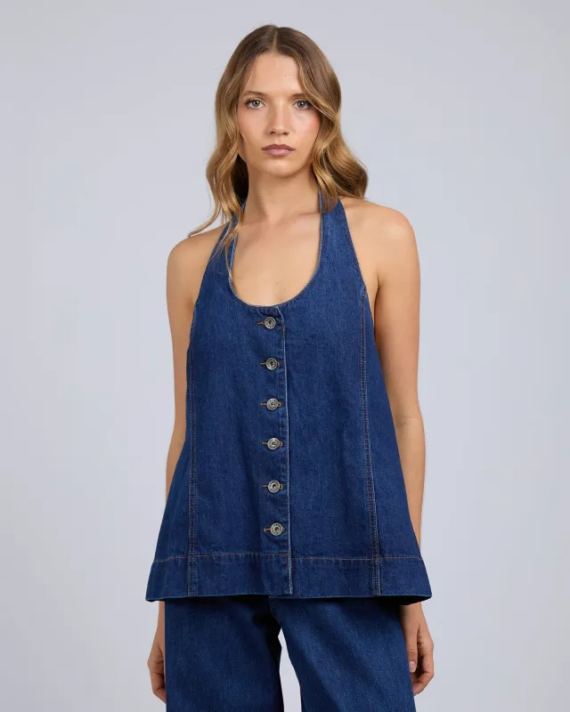 Lenni Halter Neck Top Dark Blue sold by edge clothing