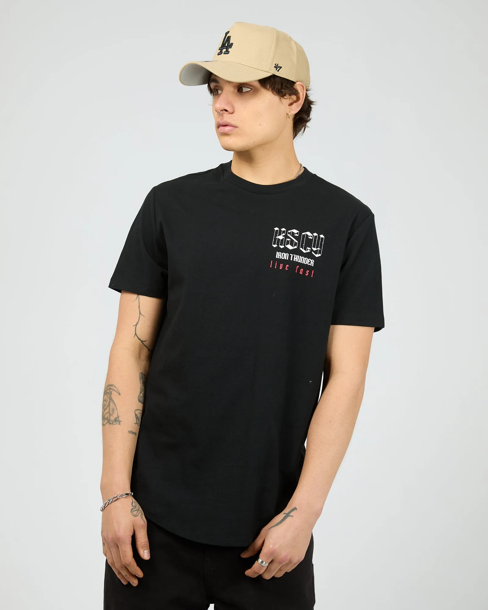 Iron Thunder Dual Curved Tee Black sold by edge clothing