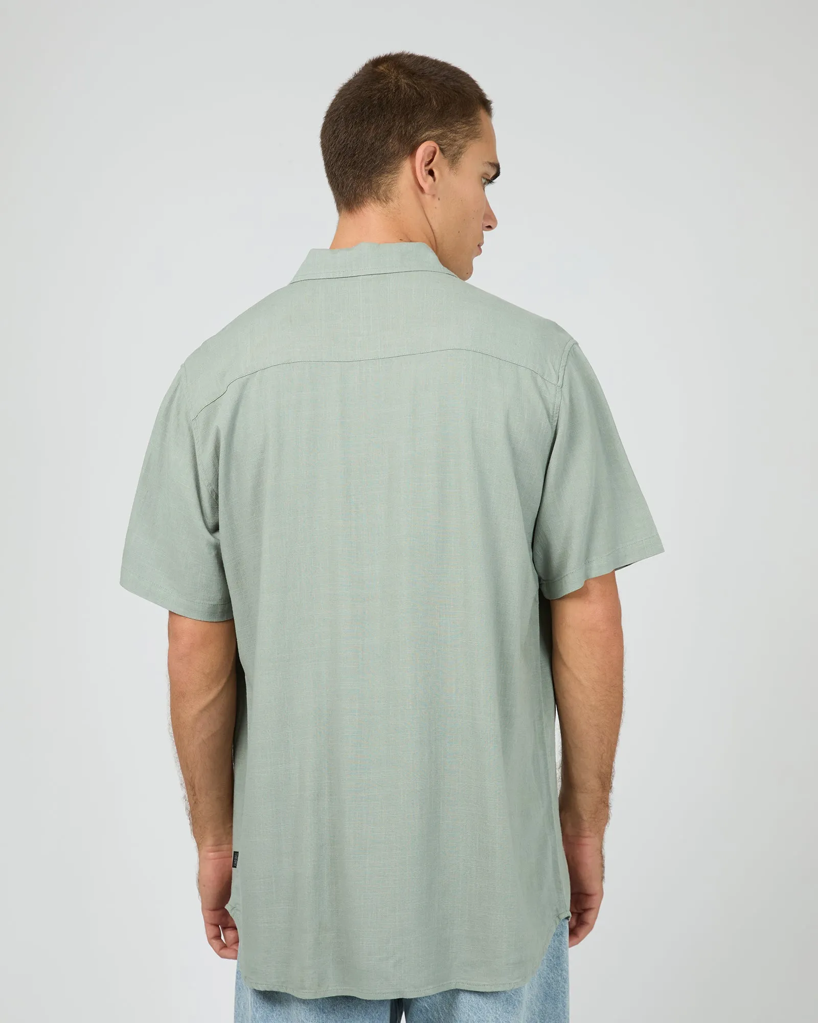 Textured Linen Ss Shirt Green sold by edge clothing product image thumbnail 3