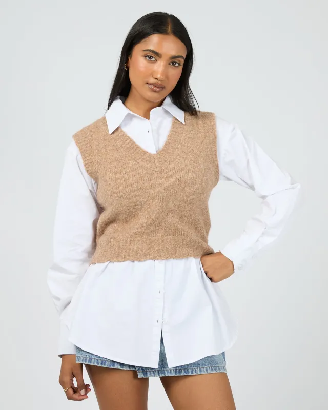 Leah Knit Vest Oat sold by edge clothing