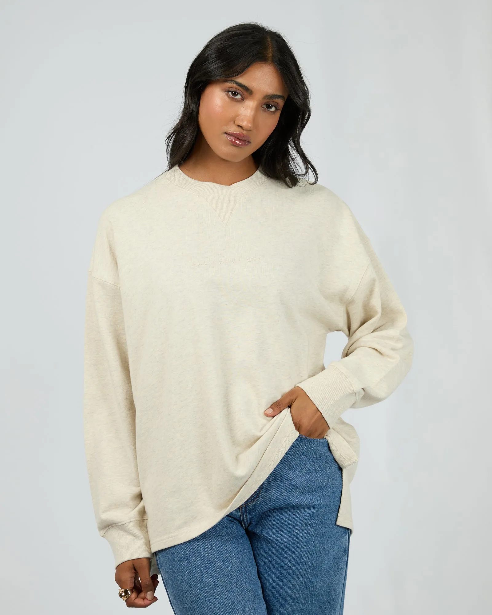 Aae Washed Relaxed Crew Oatmeal sold by edge clothing