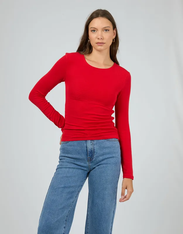 Kylie Long Sleeve Top Scarlet sold by edge clothing