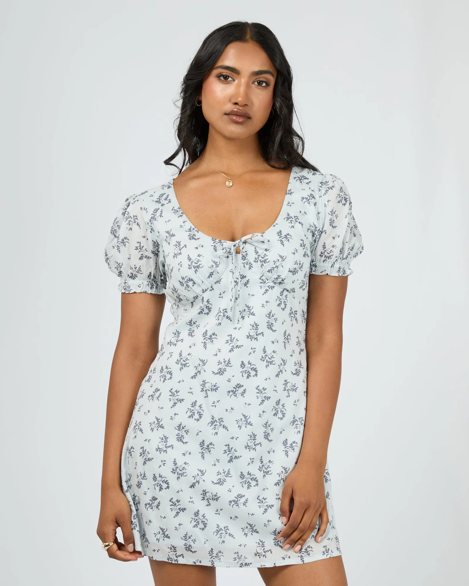 Sylvie V-Neck Mini Dress Blue sold by edge clothing