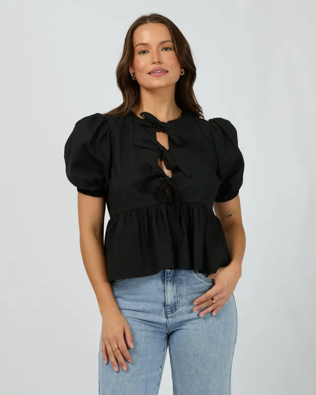 Aftersun Linen Top Black sold by edge clothing