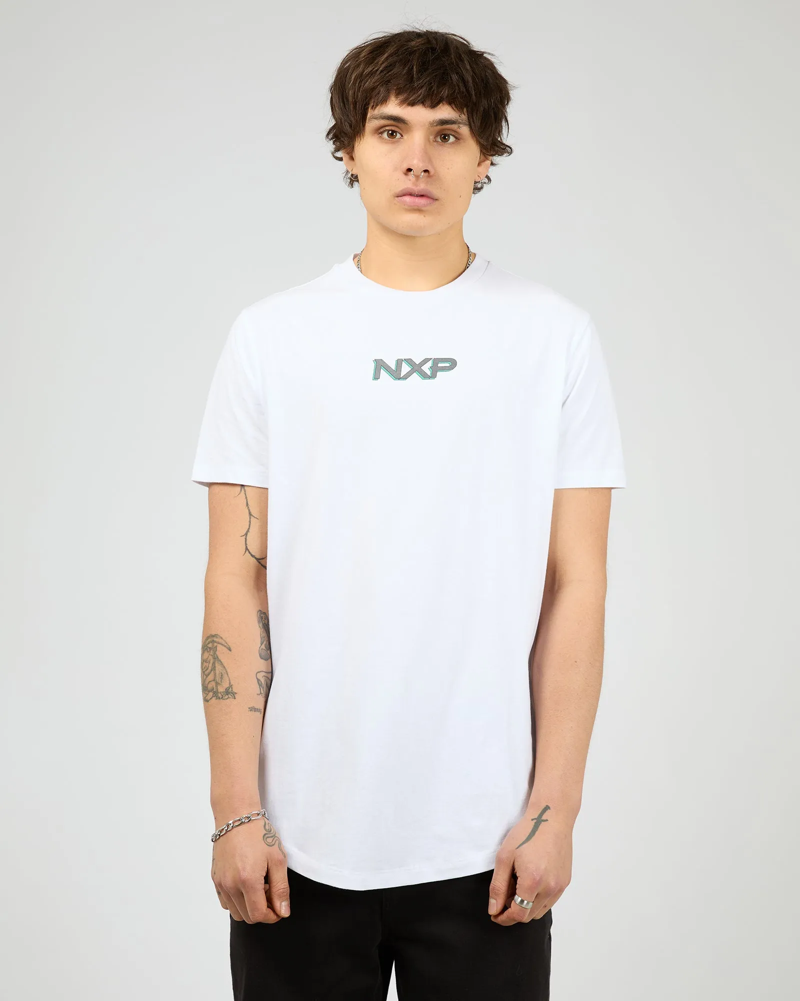 Buzz Dual Curved Tee White sold by edge clothing
