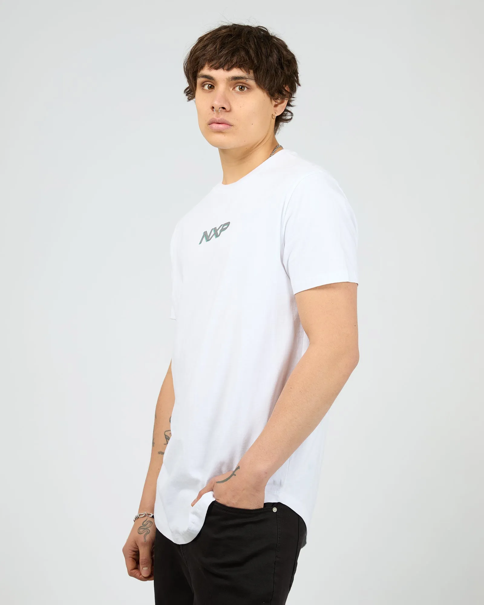 Buzz Dual Curved Tee White sold by edge clothing product image thumbnail 4