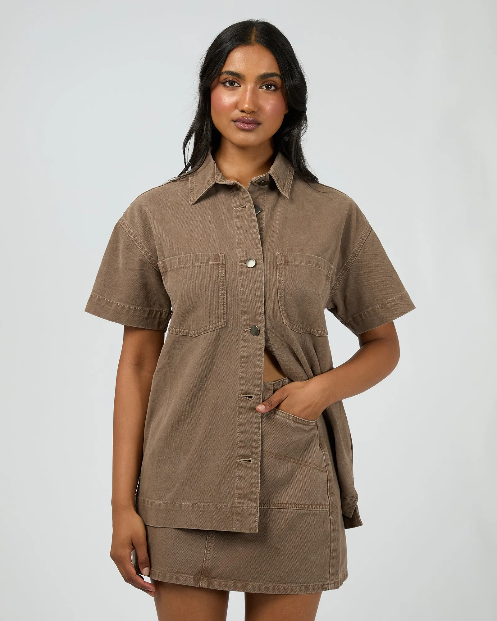 Simi Denim Shirt Cocoa sold by edge clothing