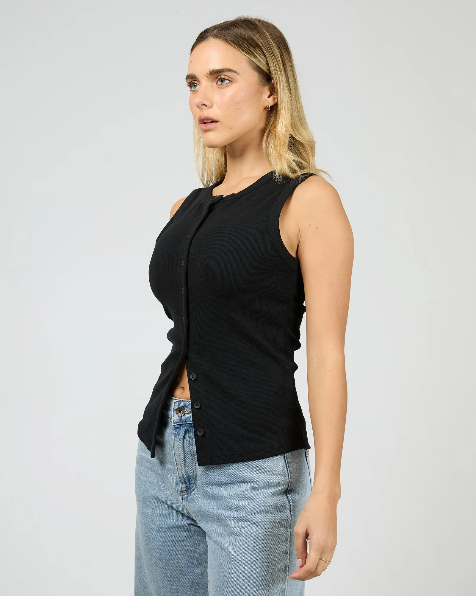 Button Up Tank Black sold by edge clothing product image thumbnail 4