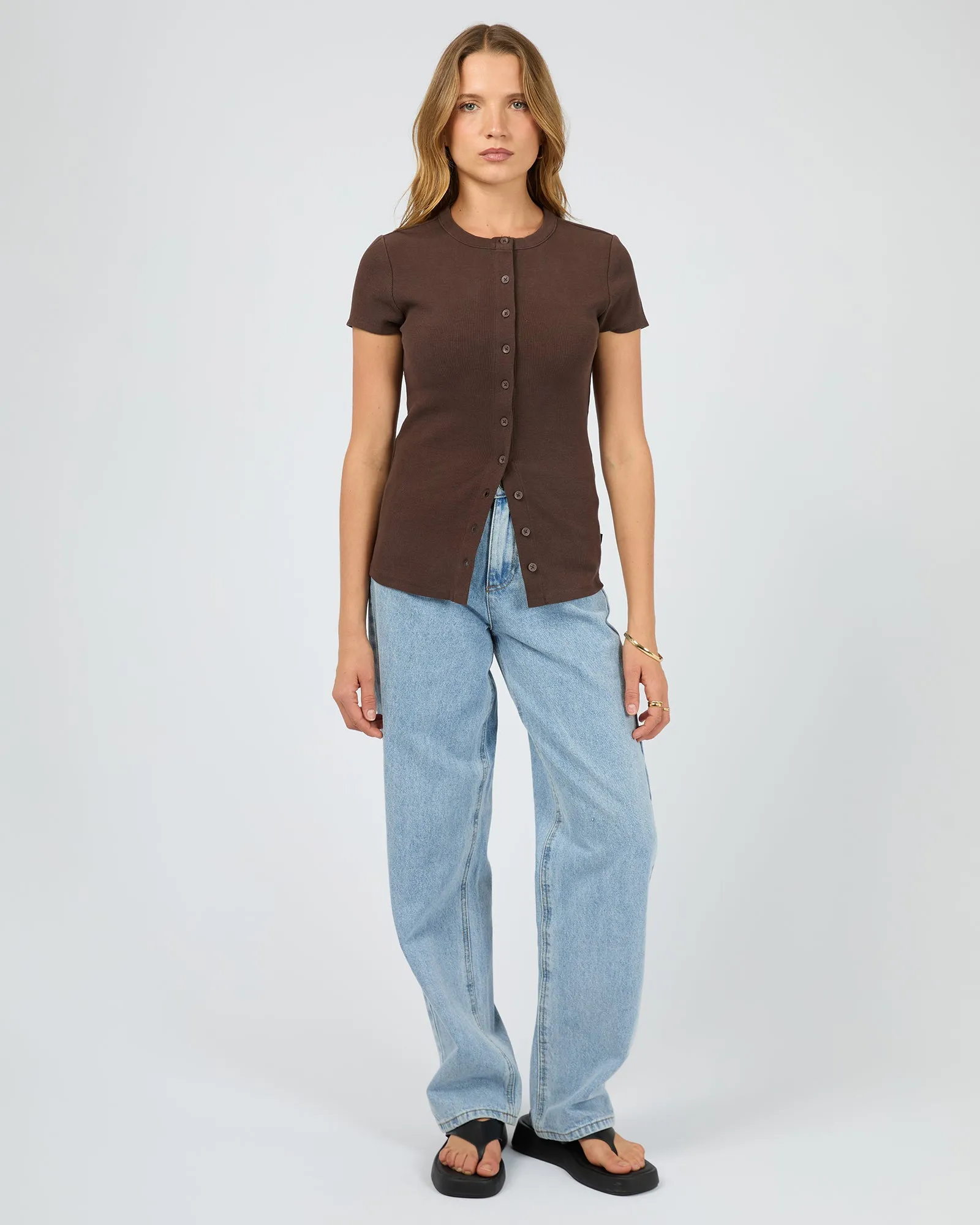 Button Up Short Sleeve Tee Chocolate sold by edge clothing product image thumbnail 2