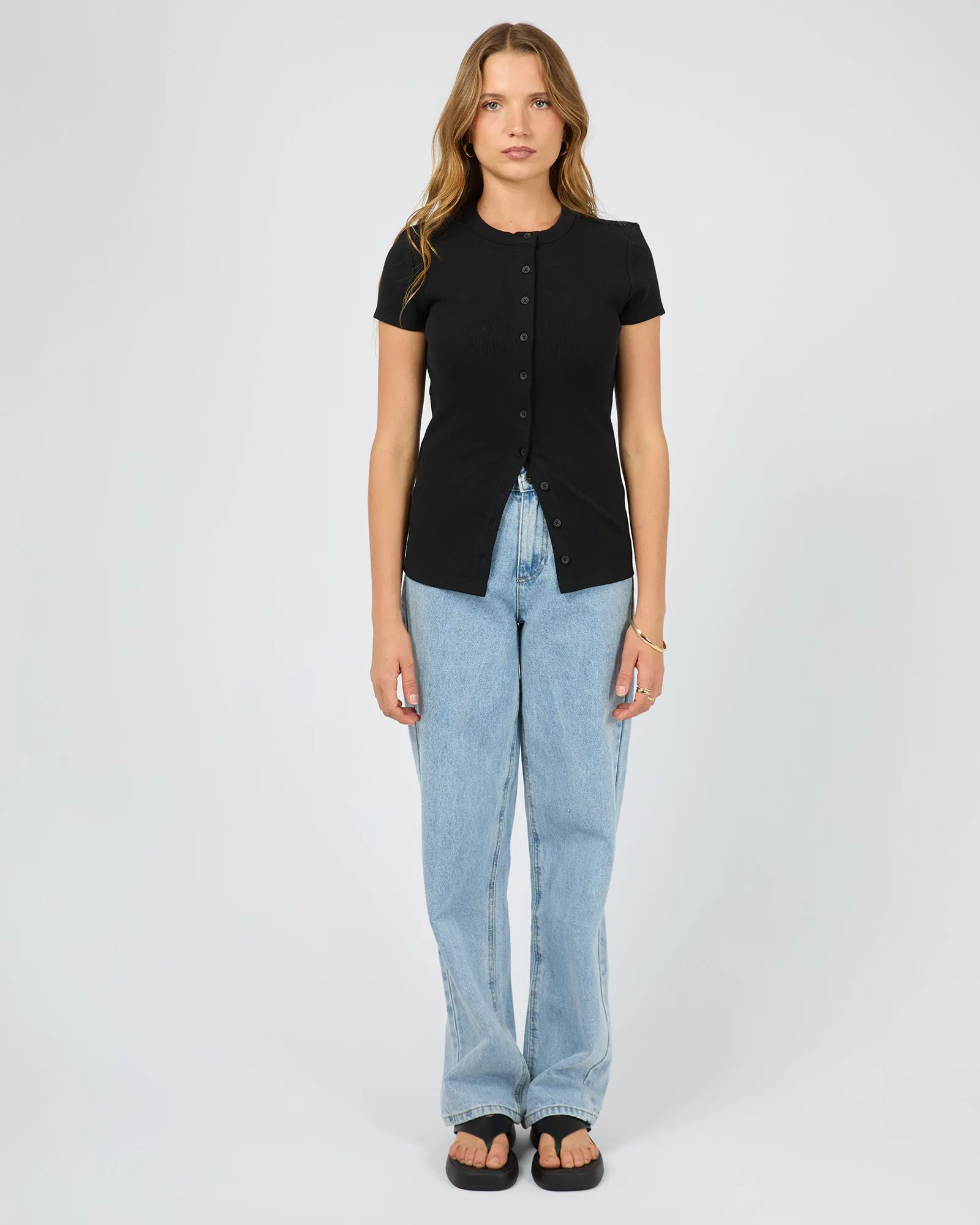 Button Up Short Sleeve Tee Black sold by edge clothing product image thumbnail 2