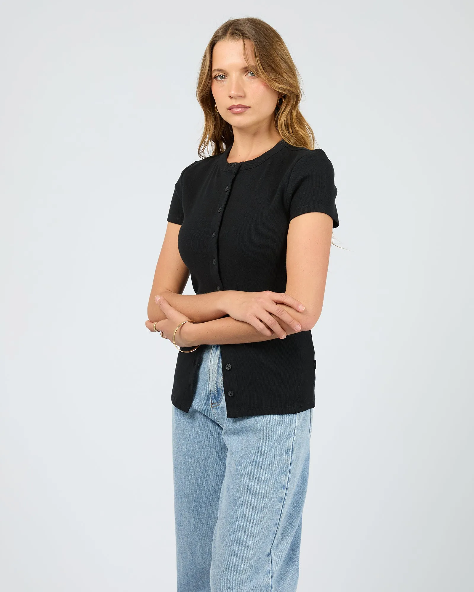 Button Up Short Sleeve Tee Black sold by edge clothing product image thumbnail 4