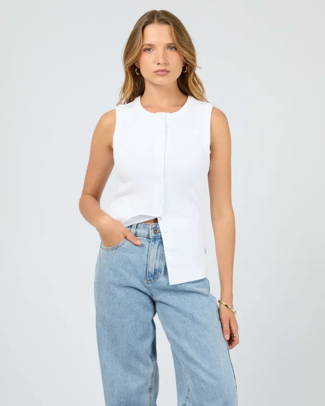 Button Up Tank White sold by edge clothing