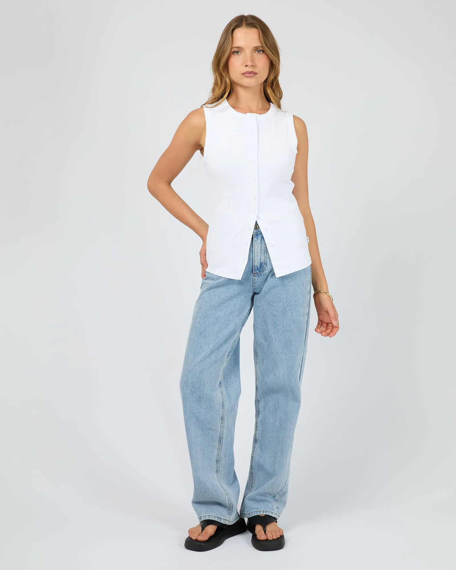 Button Up Tank White sold by edge clothing product image thumbnail 2