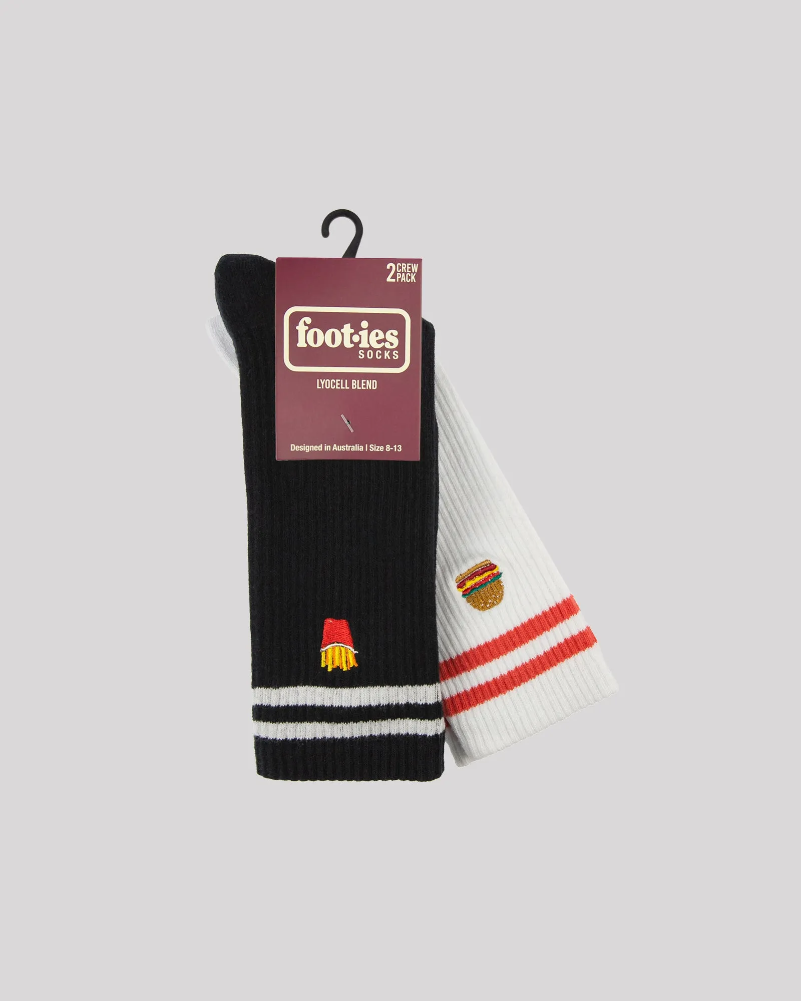 Fast Food Sneaker Sock 2 Pack Black White sold by edge clothing