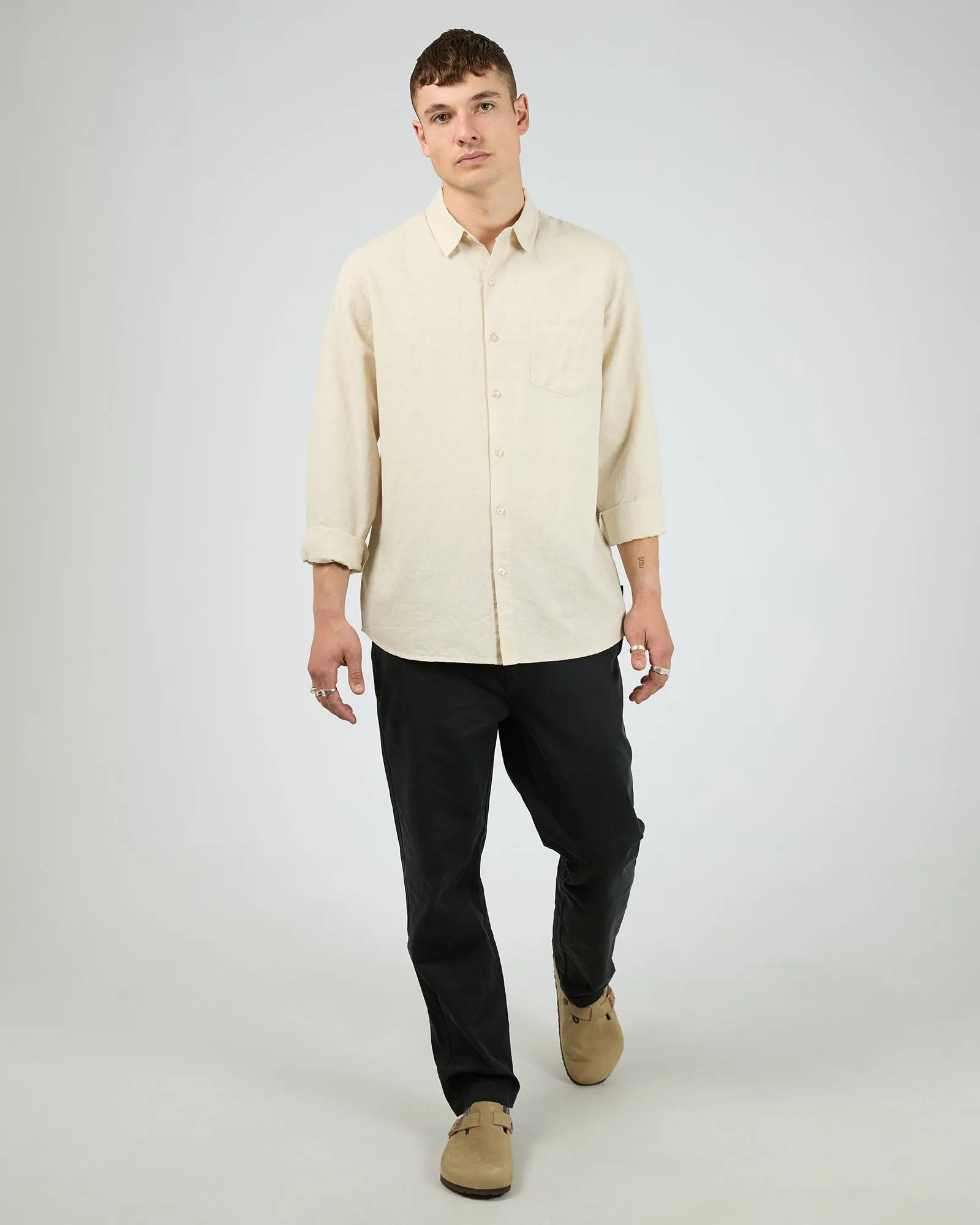 Linen Long Sleeve Shirt II Natural sold by edge clothing product image thumbnail 2