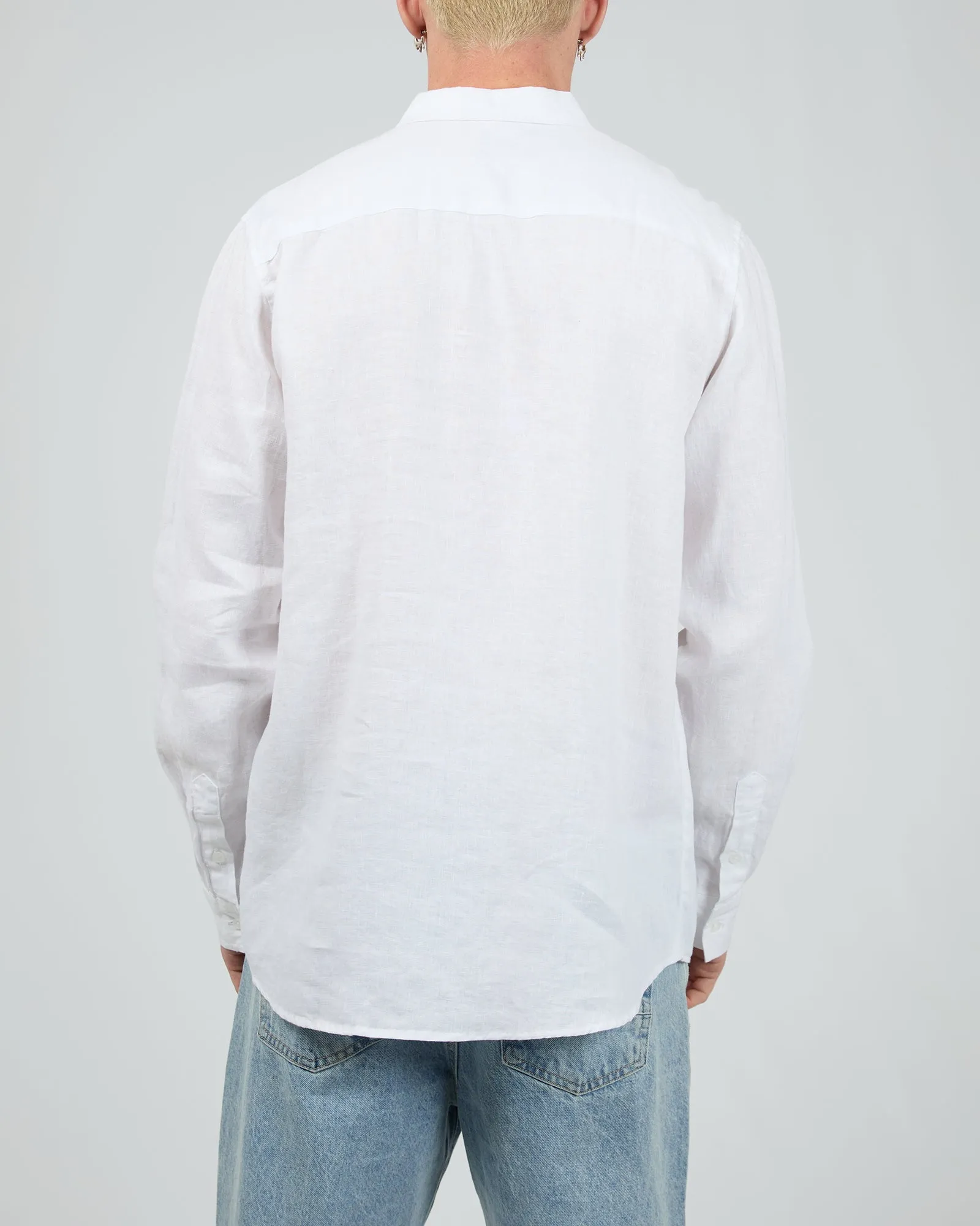 Linen Long Sleeve Shirt II White sold by edge clothing product image thumbnail 3