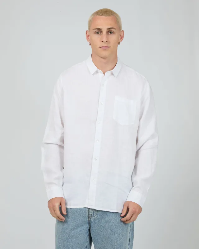 Linen Short Sleeve Shirt II White sold by edge clothing