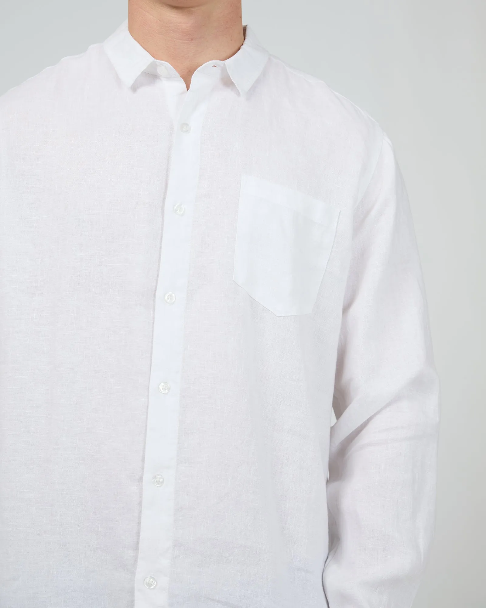 Linen Long Sleeve Shirt II White sold by edge clothing product image thumbnail 5
