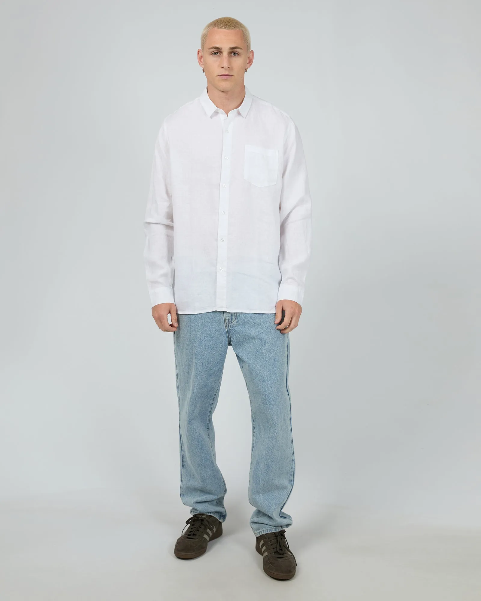 Linen Long Sleeve Shirt II White sold by edge clothing product image thumbnail 2