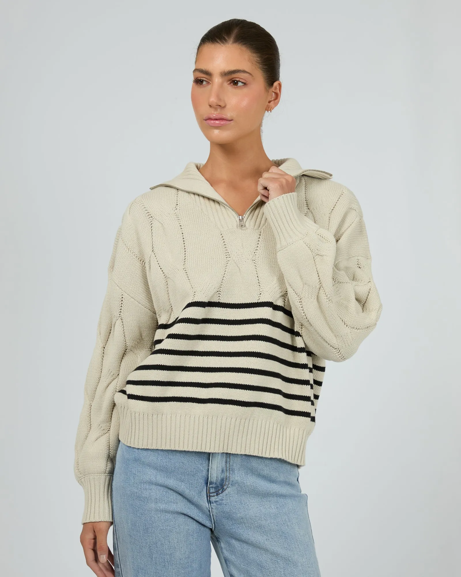 Astrid Quarter Zip Knit Natural sold by edge clothing