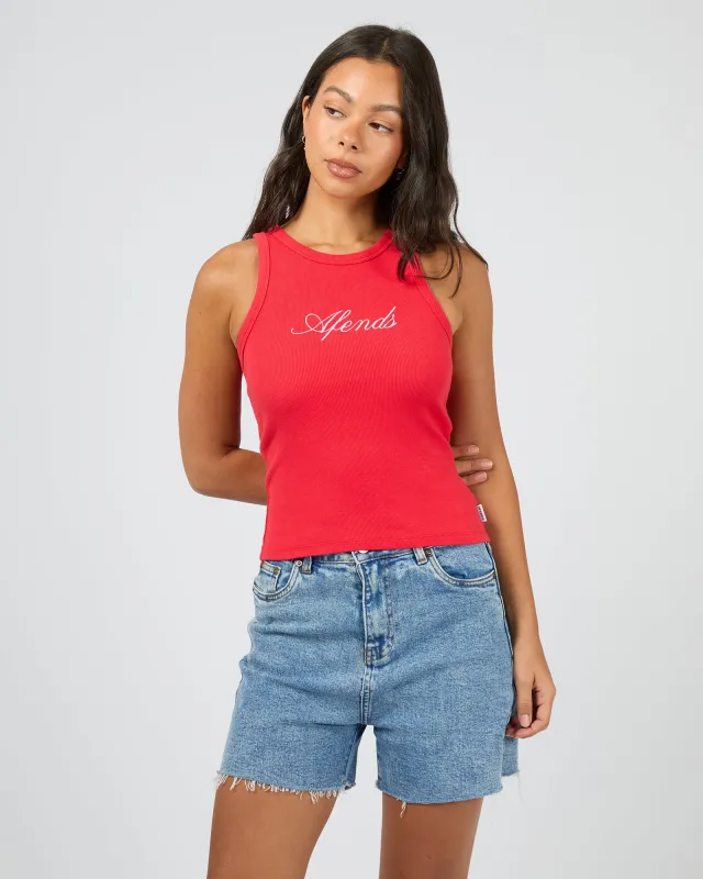 Notice Recycled Rib Singlet Tomato sold by edge clothing