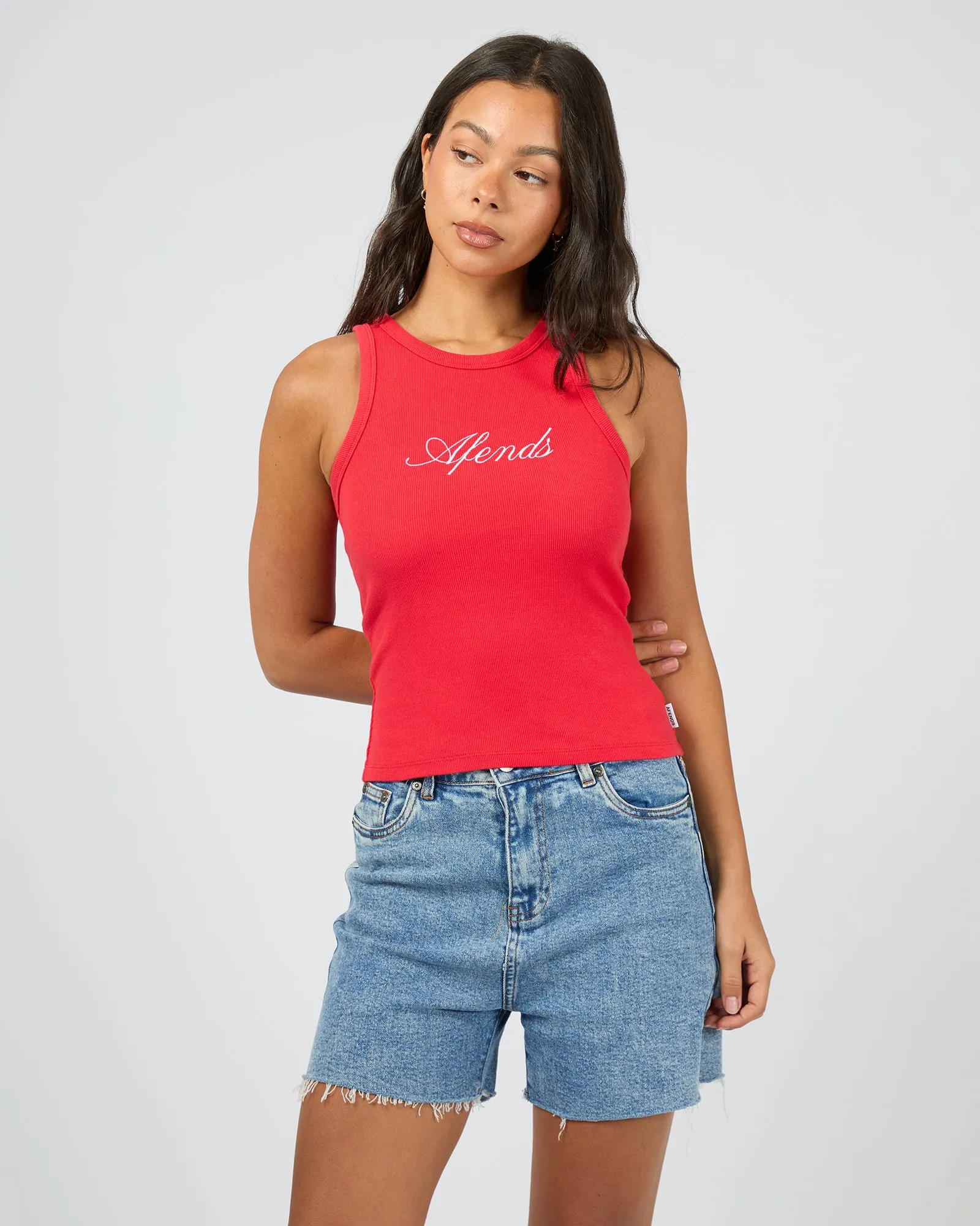 Notice Recycled Rib Singlet Tomato sold by edge clothing