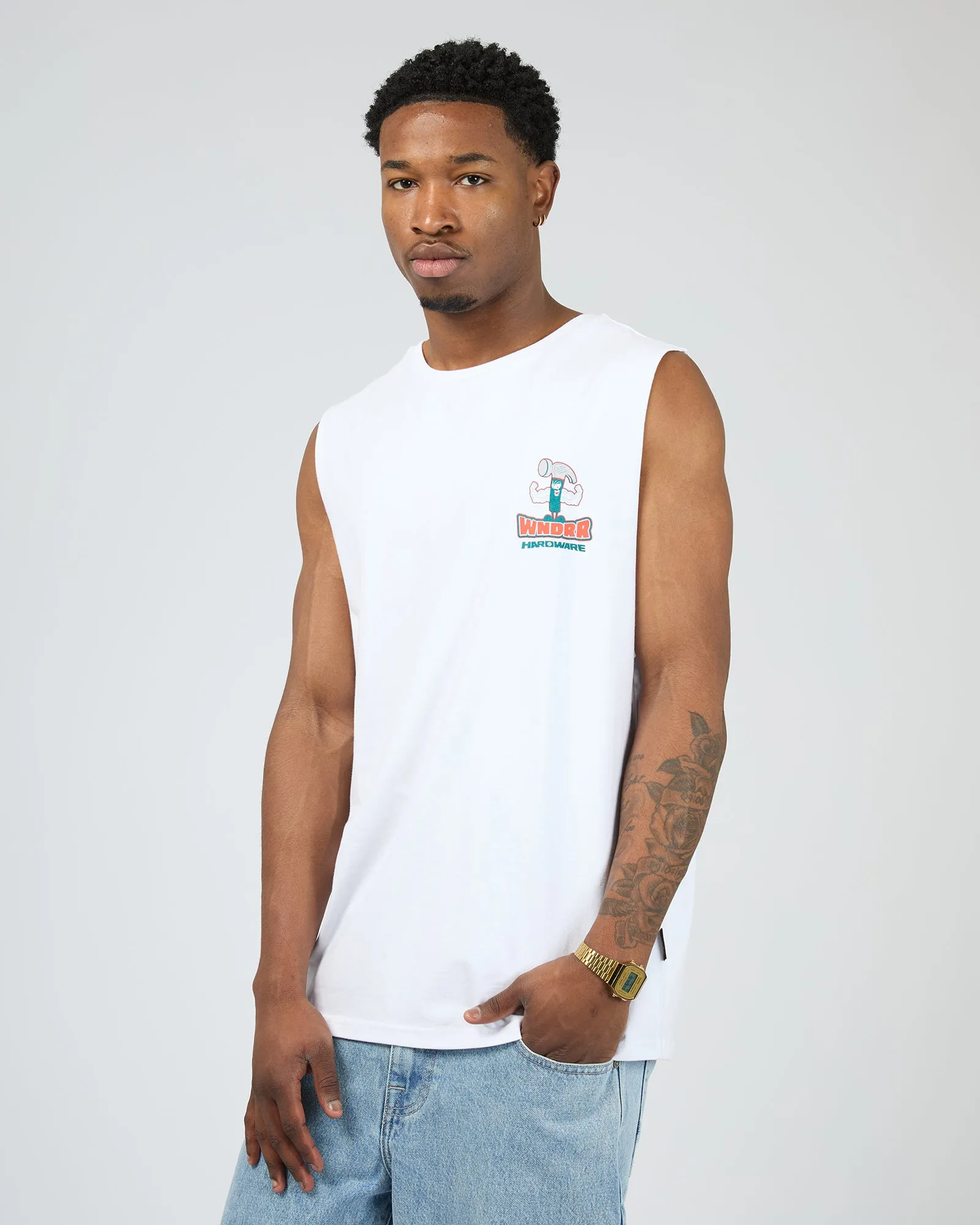 Hardware Muscle Top White sold by edge clothing product image thumbnail 4