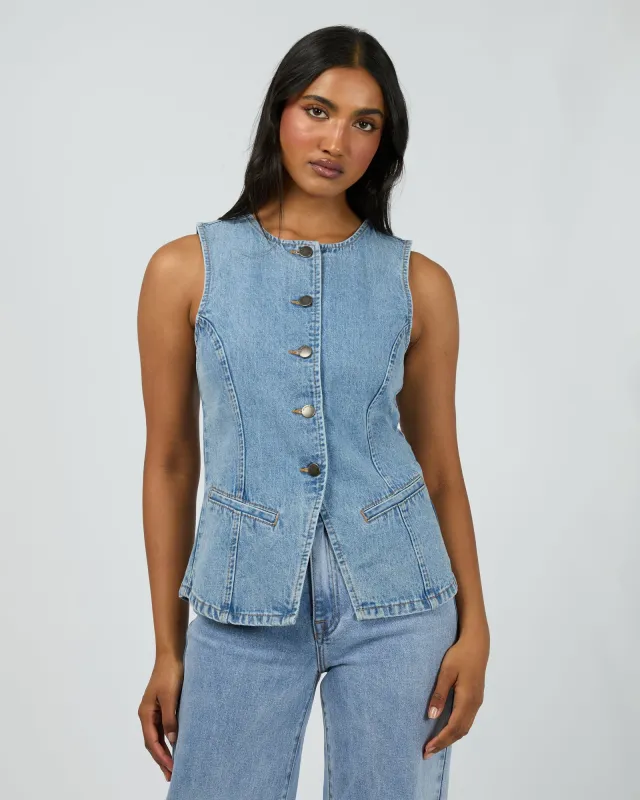 Lena Denim Vest Light Blue sold by edge clothing