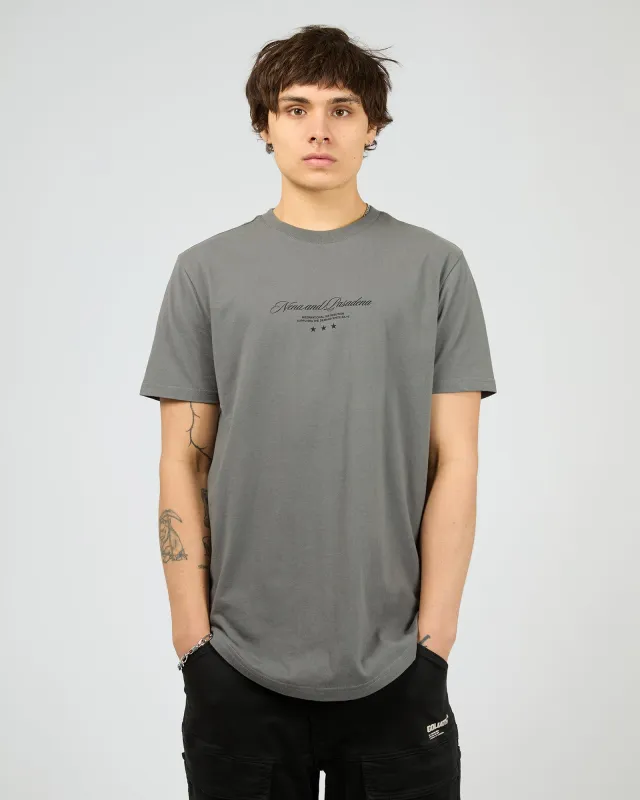 Junction Dual Curved Tee Charcoal sold by edge clothing