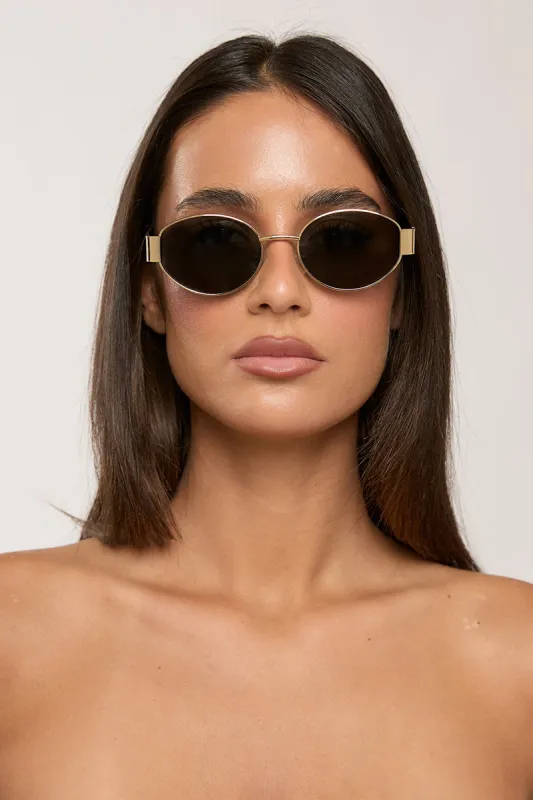 Solistice Gold Sunglasses made by PETA AND JAIN