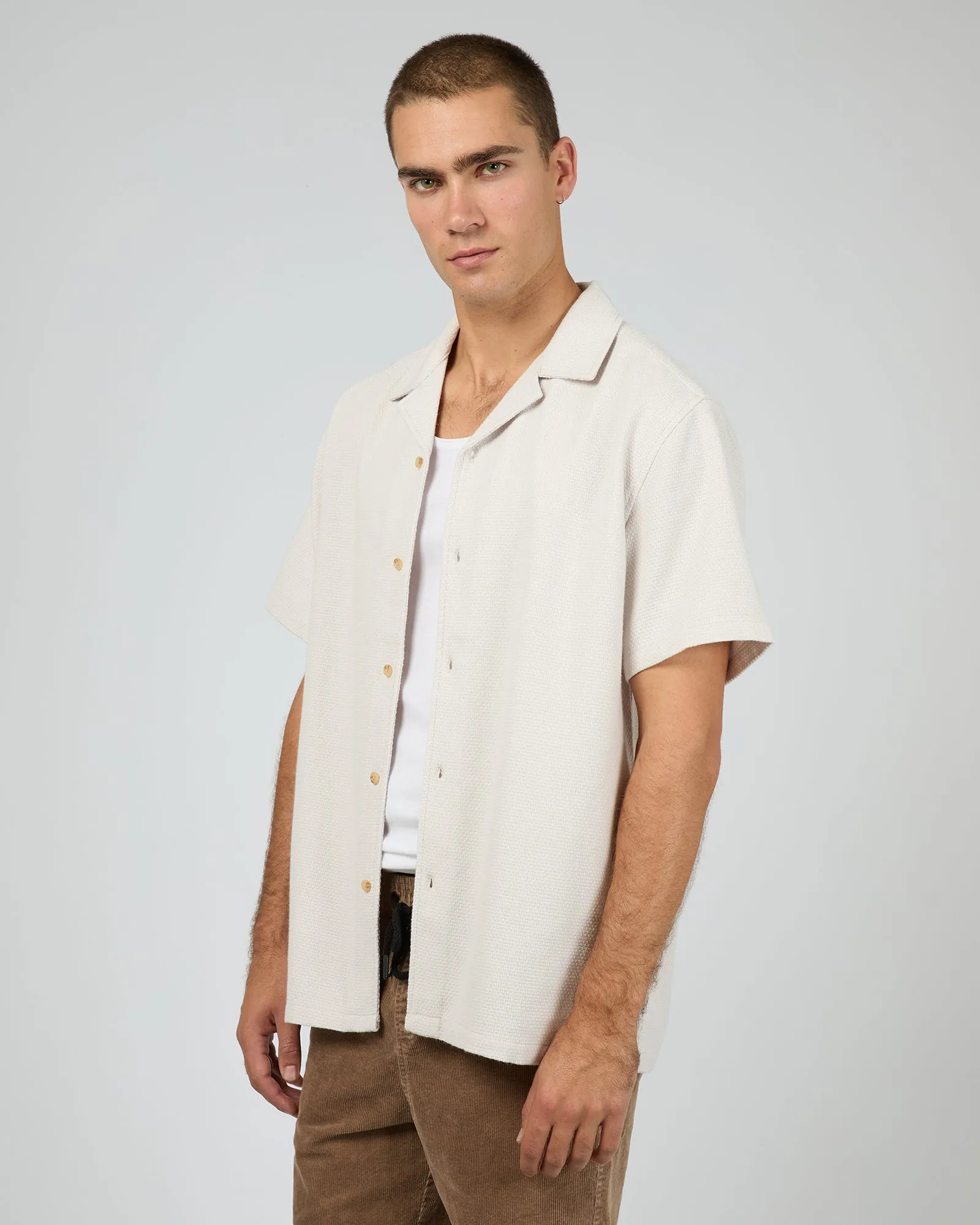 Vacay Textured Short Sleeve Shirt Natural sold by edge clothing product image thumbnail 5