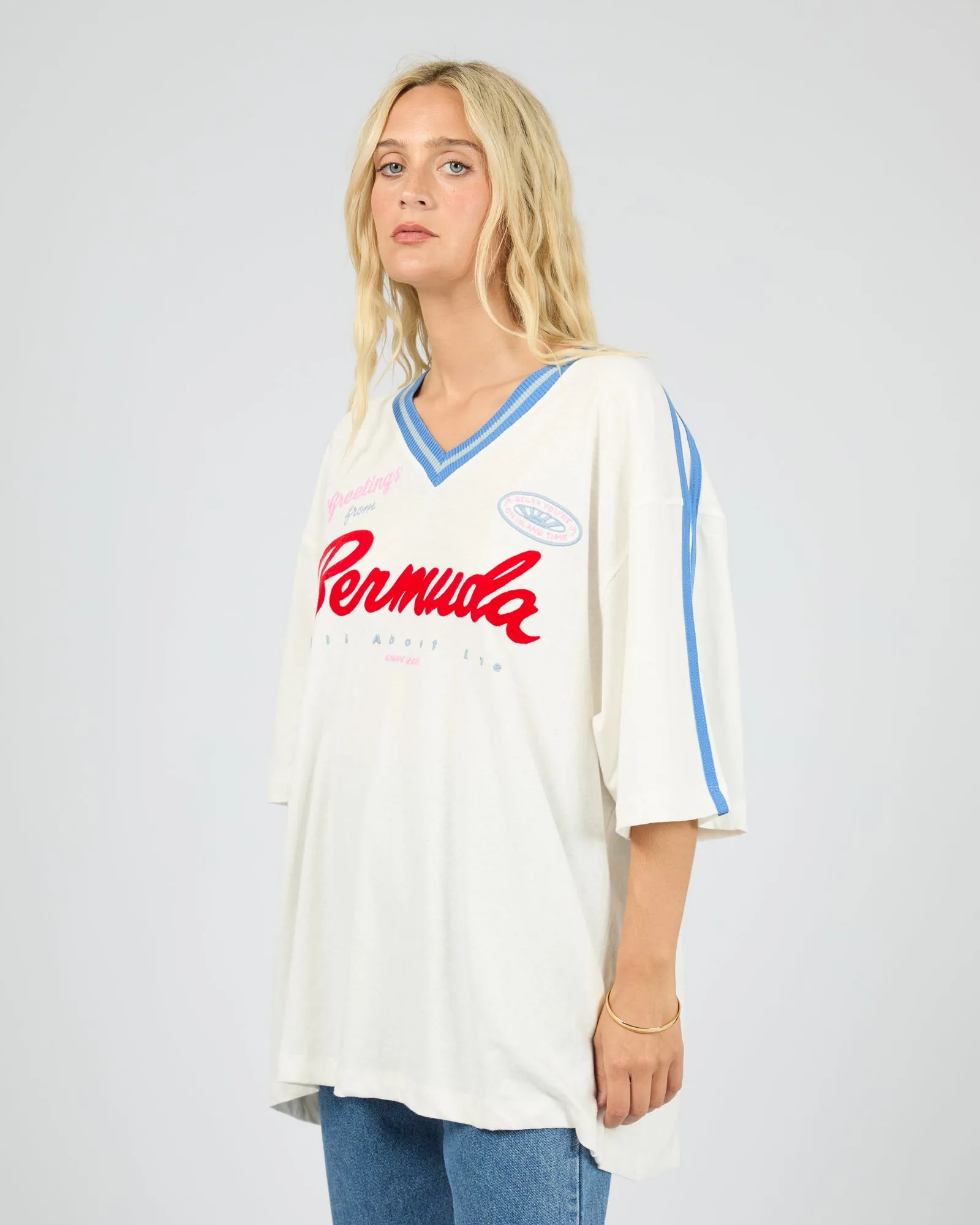 Bermuda Oversized V Neck Tee Vintage White sold by edge clothing product image thumbnail 5