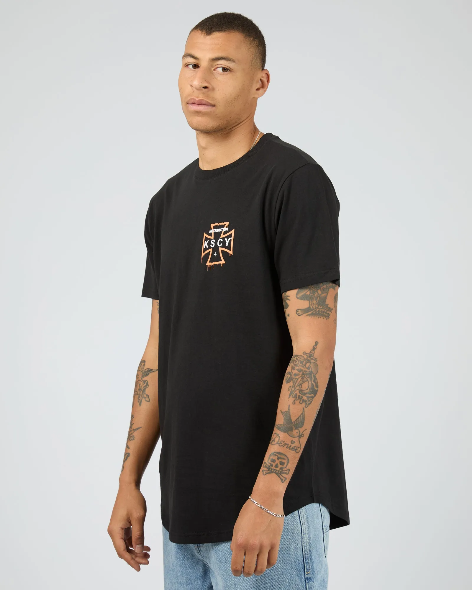 Retribution Dual Curved Tee Black sold by edge clothing product image thumbnail 4