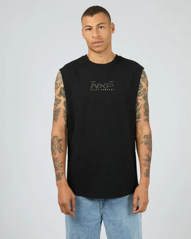 Deliberate Dual Curved Muscle Tee Black sold by edge clothing