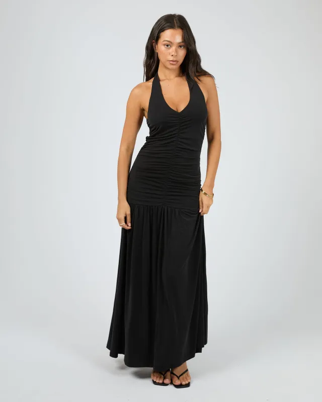 Luxe Halter Maxi Dress Black sold by edge clothing