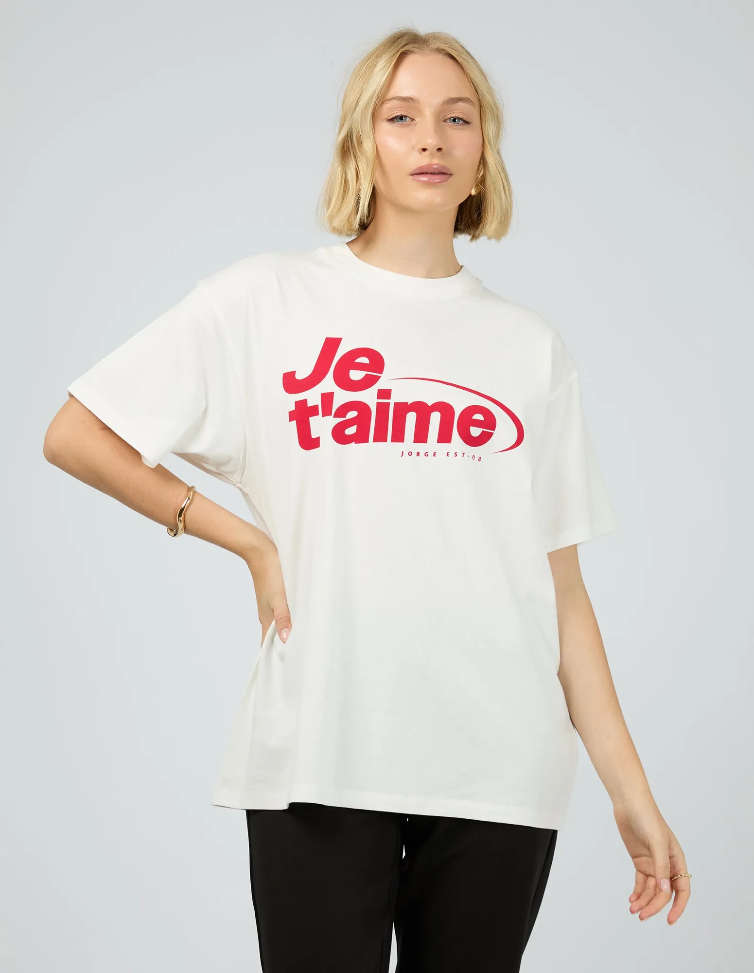 Je T Aime Tee Vintage White sold by edge clothing
