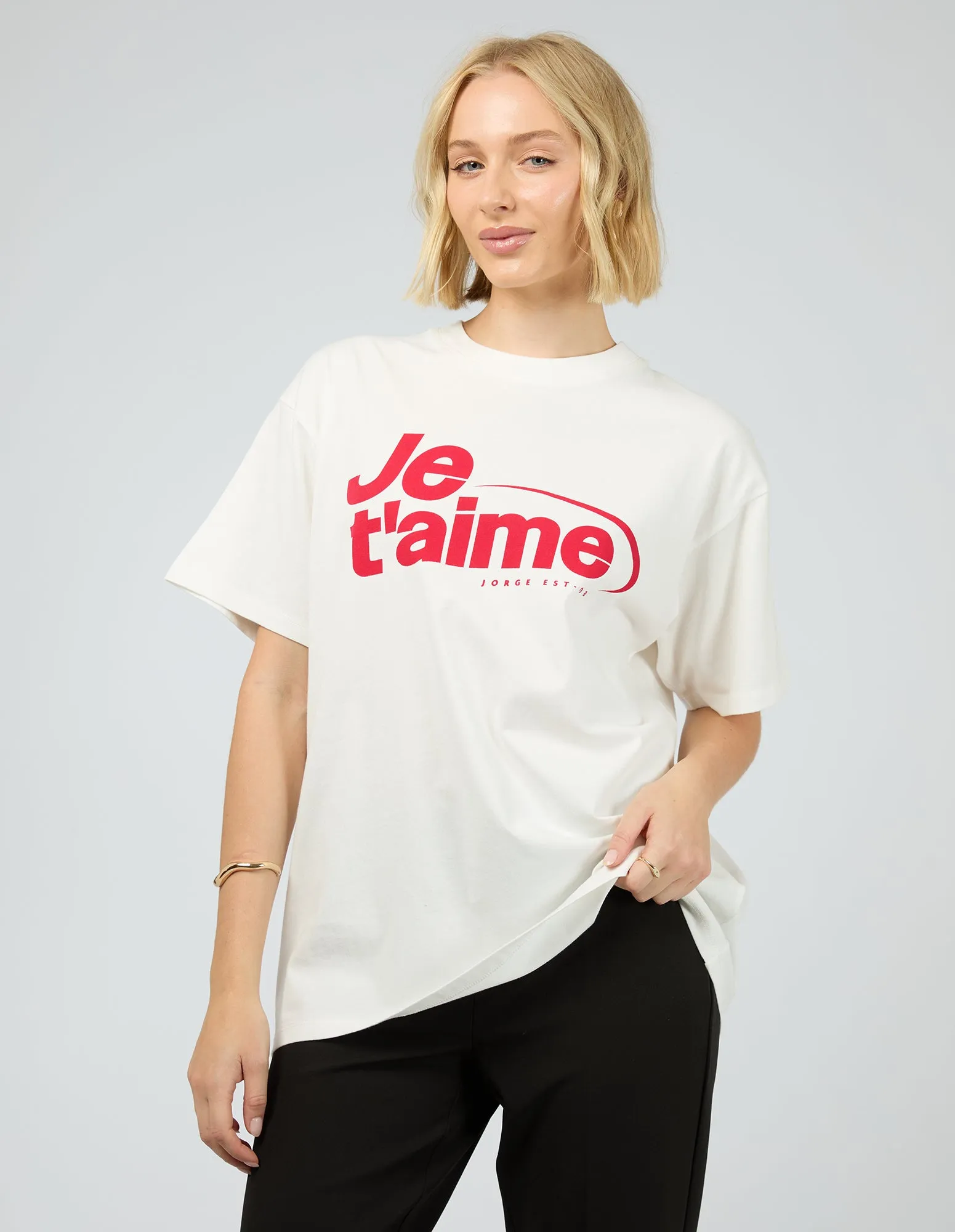 Je T Aime Tee Vintage White sold by edge clothing product image thumbnail 5
