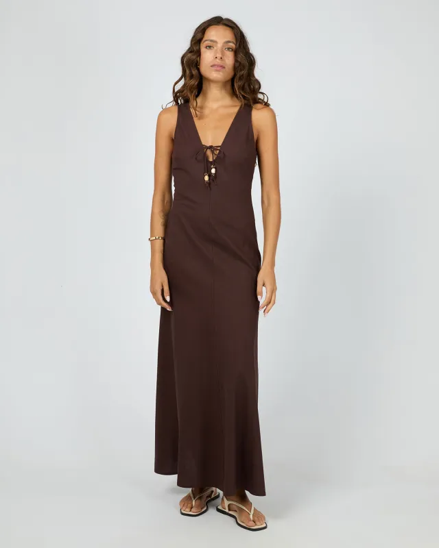Lenni Maxi Dress Chocolate sold by edge clothing