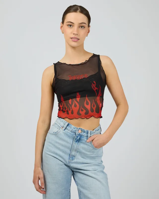 Burner Mesh Top - Black/Red Multicoloured sold by edge clothing