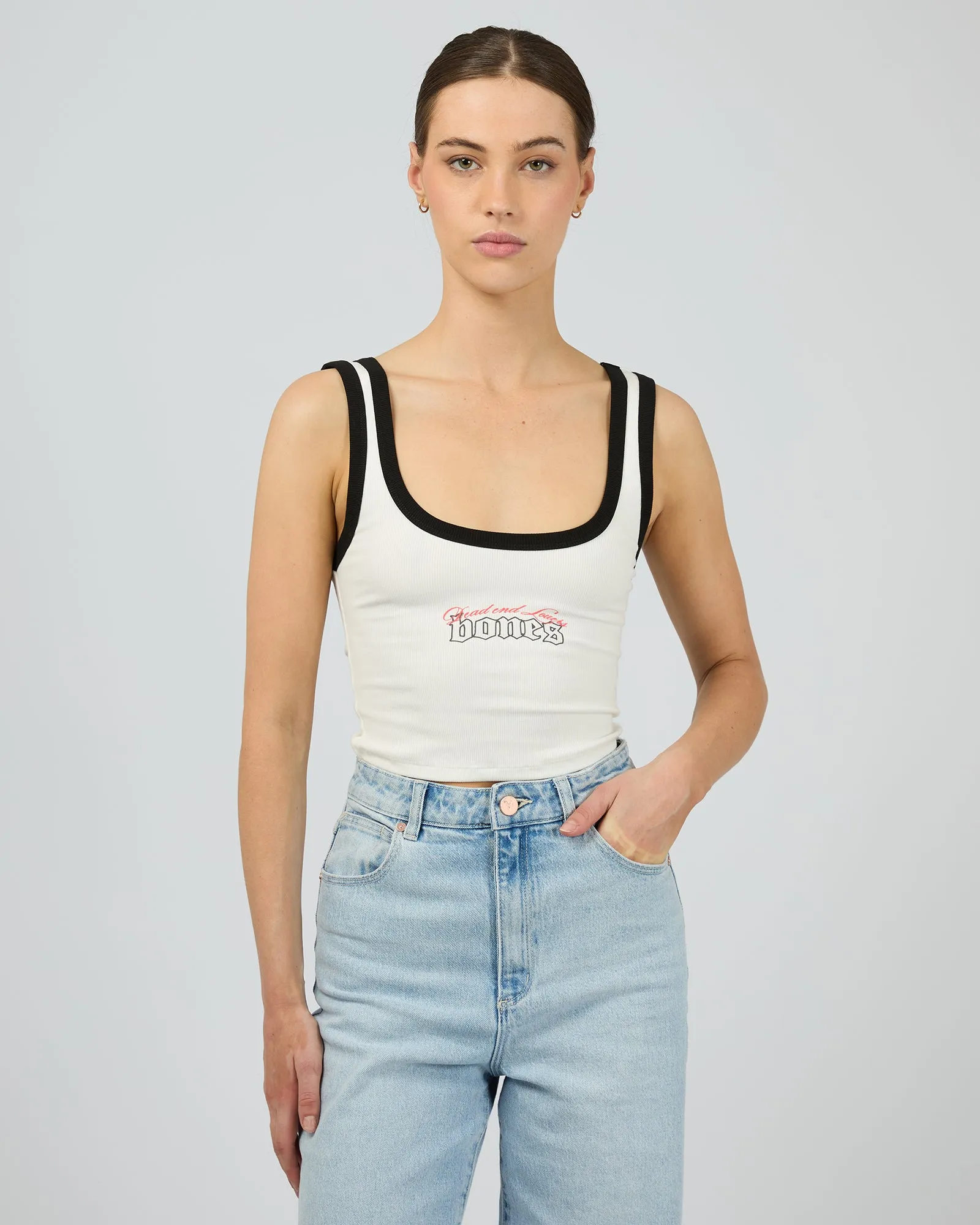 Love Letter Tank - Wht/Blk Multicoloured sold by edge clothing product image thumbnail 2