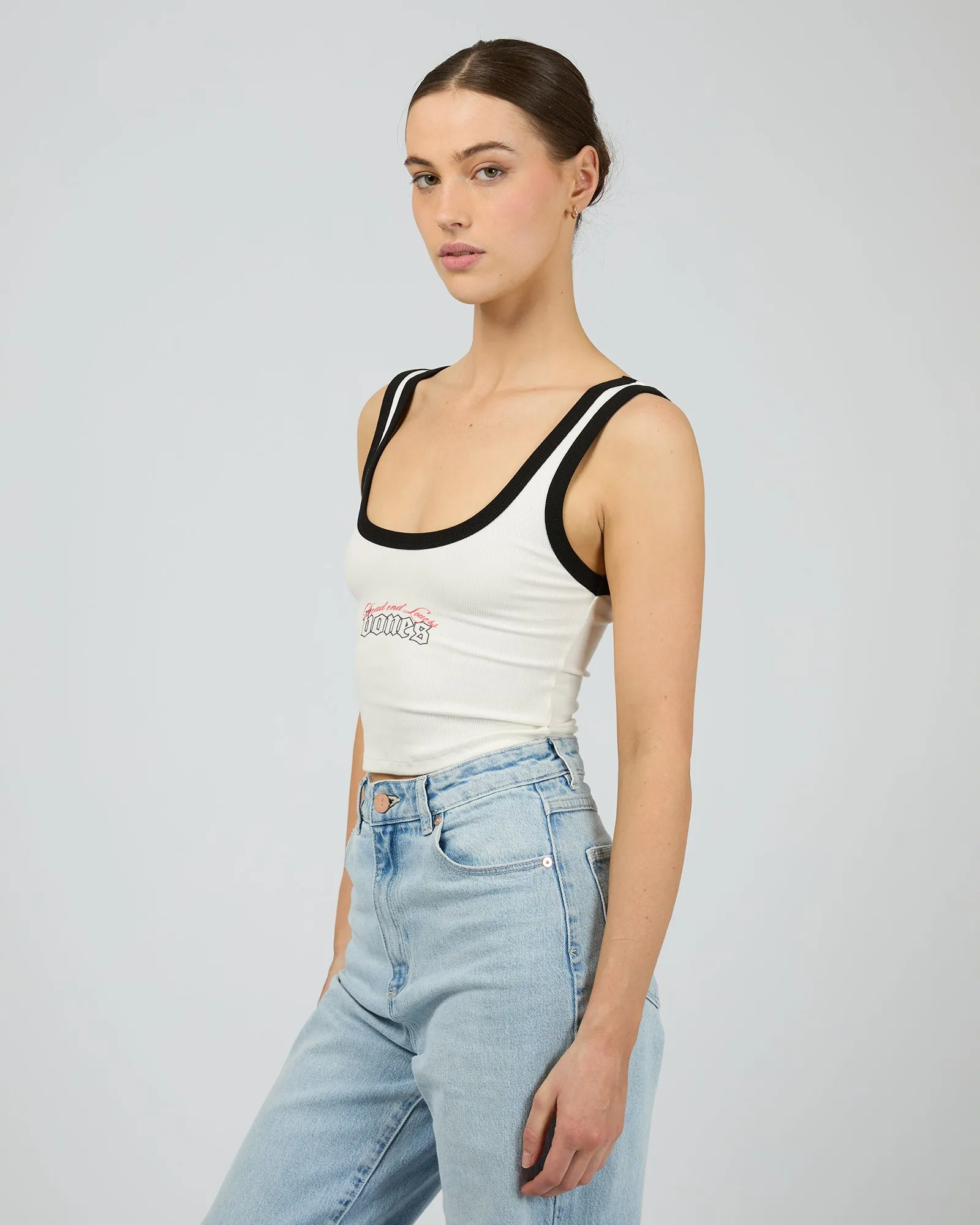 Love Letter Tank - Wht/Blk Multicoloured sold by edge clothing product image thumbnail 5