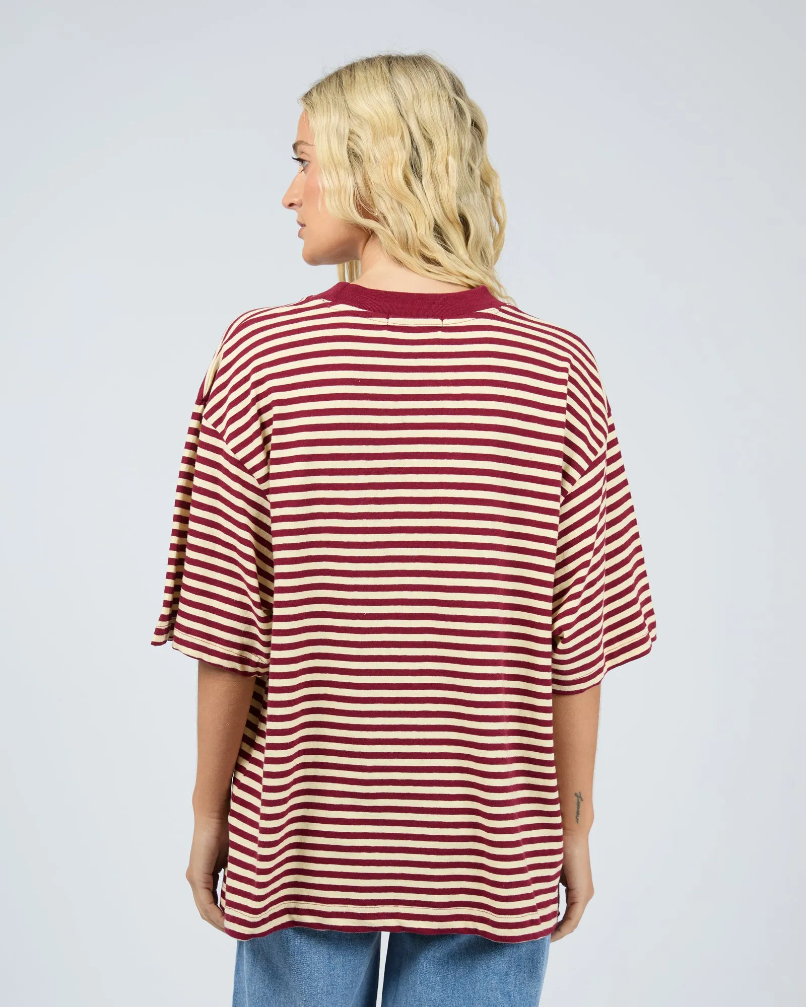 Paloma Oversized Stripe Tee Wine sold by edge clothing product image thumbnail 3
